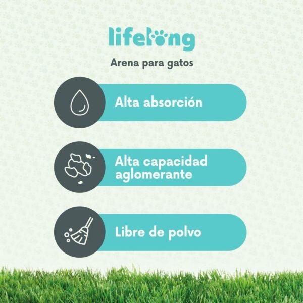 Arena para gatos Lifelong bentonita Lifelong - Premium - perfume de talco - Imagen 2